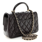 Lambskin Quilted Mini Top Handle Rectangular Flap Dark Purple