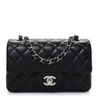 Lambskin Quilted Mini Rectangular Flap Black
