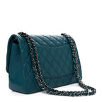 Lambskin Quilted Jumbo Double Flap Turquoise