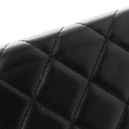 Lambskin Quilted Golden Class Wallet on Chain WOC Black