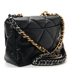 Goatskin Quilted Large Chanel 19 Flap Navy Blue