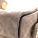 Suede Quilted Mini Chanel 25 Handbag Dark Grey