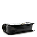 Iridescent Glazed Calfskin Quilted New Medium Boy Flap Black