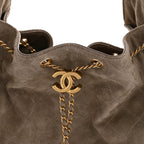 Suede Quilted Medium Chanel 25 Handbag Grey