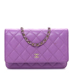 Caviar Quilted Wallet On Chain WOC Purple