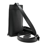 Soft Grained Calfskin Vertical T-Pocket Crossbody Bag Black