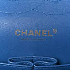Caviar Chevron Quilted Jumbo Double Flap Blue