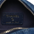Denim Quilted Chanel 19 Round Clutch With Chain Blue