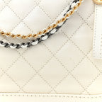 Patent Goatskin Quilted Medium Gabrielle Hobo White