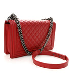 Calfskin Quilted New Medium Boy Flap Red