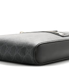 GG Supreme Monogram Web Small Flat Messenger Bag Black Grey