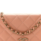 Caviar Quilted Perforated Metal CC Wallet On Chain WOC Beige