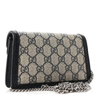 GG Supreme Monogram Textured Dollar Calfskin Super Mini Dionysus Shoulder Bag Beige Blue