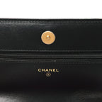 Fabric Printed Chanel 19 Wallet On Chain WOC Black Multicolor