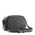 Calfskin Matelasse Monochrome Small GG Marmont Chain Shoulder Bag Black
