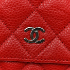 Caviar Quilted Wallet on Chain WOC Red