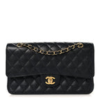 Caviar Quilted Medium Double Flap Black