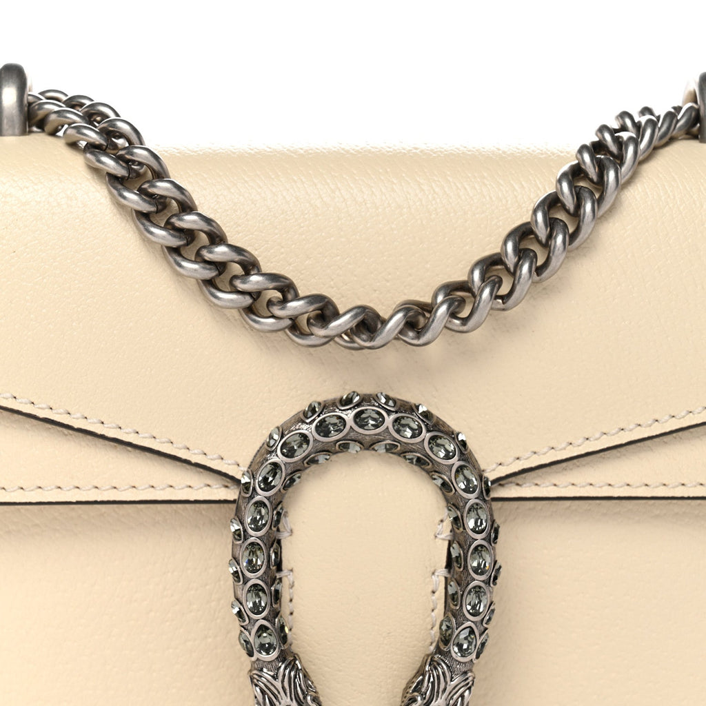 Textured Calfskin Crystal Mini Dionysus Shoulder Bag Mystic White
