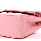 Iridescent Caviar Quilted Medium Double Flap Rose Pink