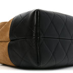 Suede Calfskin Shiny Lambskin Quilted Small Coco Base Shopping Bag Beige Black