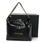 Shiny Calfskin Quilted Chanel 22 Black
