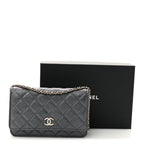 Iridescent Caviar Quilted Wallet On Chain WOC Green