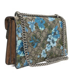 GG Supreme Monogram Blooms Print Embroidered Small Dionysus Shoulder Bag Blue Taupe