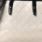 Aged Calfskin Quilted Large Gabrielle Shopping Tote White Black