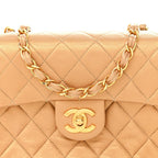 Metallic Lambskin Quilted Mini Square Flap Bronze