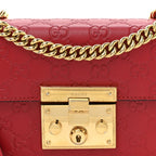 Guccissima Small Padlock Shoulder Bag Hibiscus Red