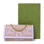 Monogram Jumbo GG Textured Dollar Calfskin Ophidia Continental Wallet On Chain Beige Lapis