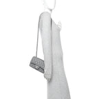 Caviar Quilted Mini Rectangular Flap Grey