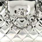 Mirror Calfskin Metallic Calfskin Quilted Nano Kelly Shopper Silvery