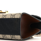 GG Supreme Monogram Calfskin Small Padlock Shoulder Bag Beige Black Cuir
