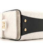 Braided Raffia Calfskin Mini Chanel 25 Handbag White Black