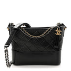 Aged Calfskin Quilted New Medium Gabrielle Hobo Black