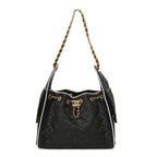 Braided Raffia Calfskin Quilted Small Chanel 25 Handbag Black White