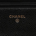 Caviar Quilted Wallet on Chain WOC Black