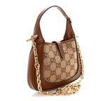 New Canvas Charisma Calfskin Crystal GG Monogram Mini Jackie 1961 Hobo Camel Ebony