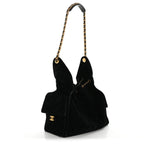 Suede Quilted Medium Chanel 25 Handbag Black