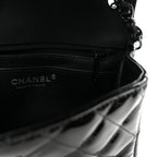 Patent Calfskin Quilted Mini Square Flap So Black