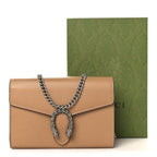 Dollar Calfskin Crystal Mini Dionysus Chain Wallet Natural Tan Black Diamond