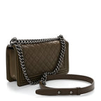 Lambskin Quilted Medium Boy Flap Khaki