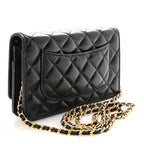 Lambskin Quilted Lucky Charms 2.55 Reissue Wallet On Chain WOC Black