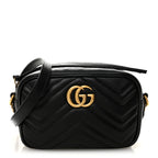 Calfskin Matelasse Mini GG Marmont Chain Shoulder Bag Black