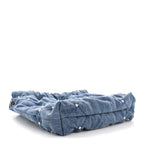 Washed Denim Quilted Studded Mini Chanel 22 Blue