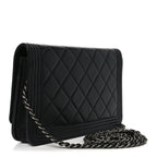 Lambskin Quilted Boy Wallet On Chain WOC Black