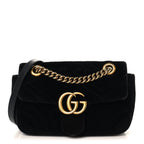 Velvet Matelasse Mini GG Marmont Shoulder Bag Black