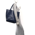 Shiny Calfskin Large Puzzle Fold Tote Abyss Blue