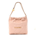 Shiny Calfskin Quilted Small Chanel 22 Light Pink